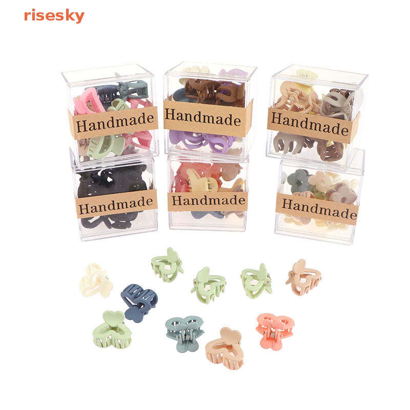 Set 10 Kẹp Tóc Càng Cua 3cm Bằng Nhựa Nhám Hình Học Mini Cho Nữ