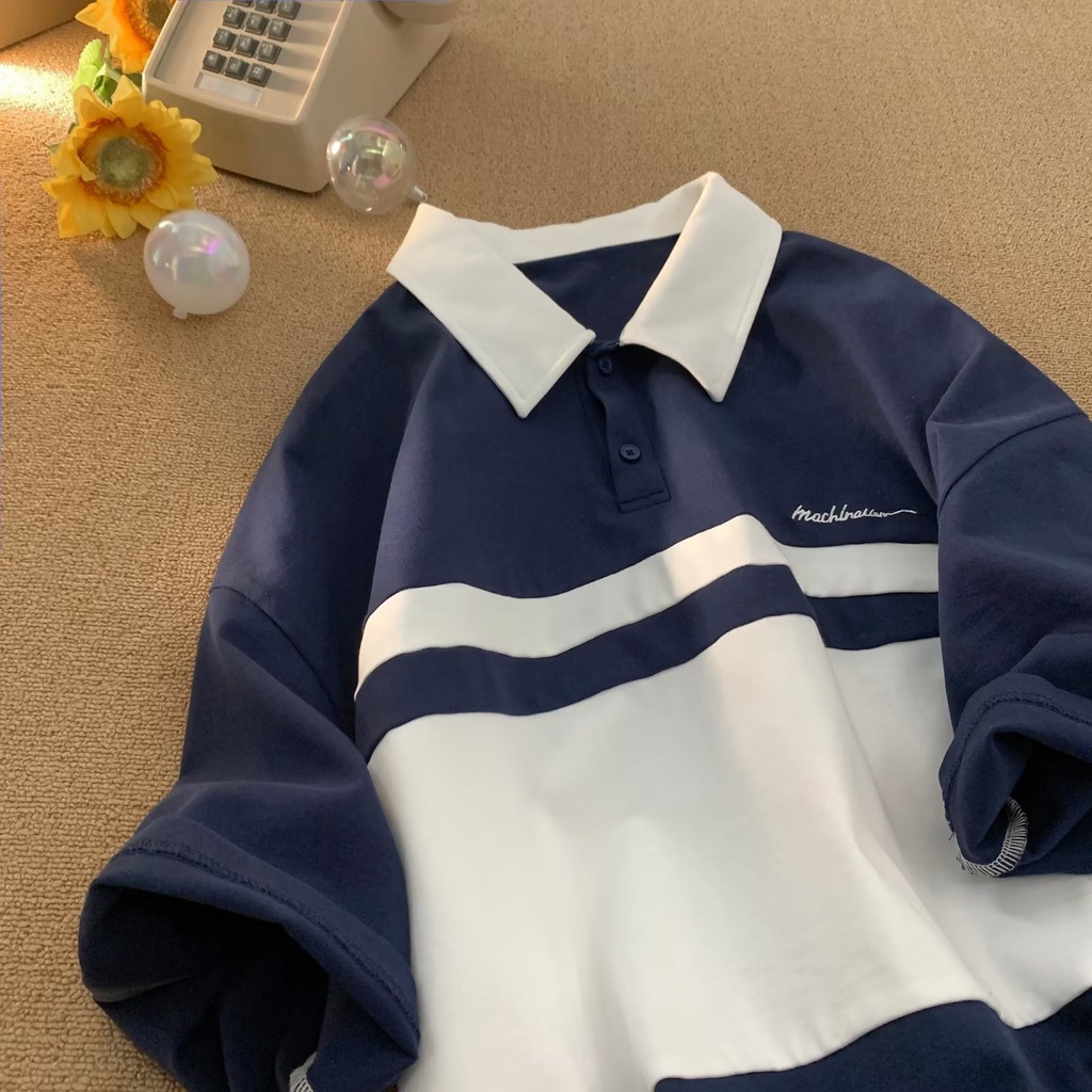 Áo Thun polo Tay Ngắn Phong Cách Preppy Độc Đáo Thời Trang Mùa Hè Cho Nữ