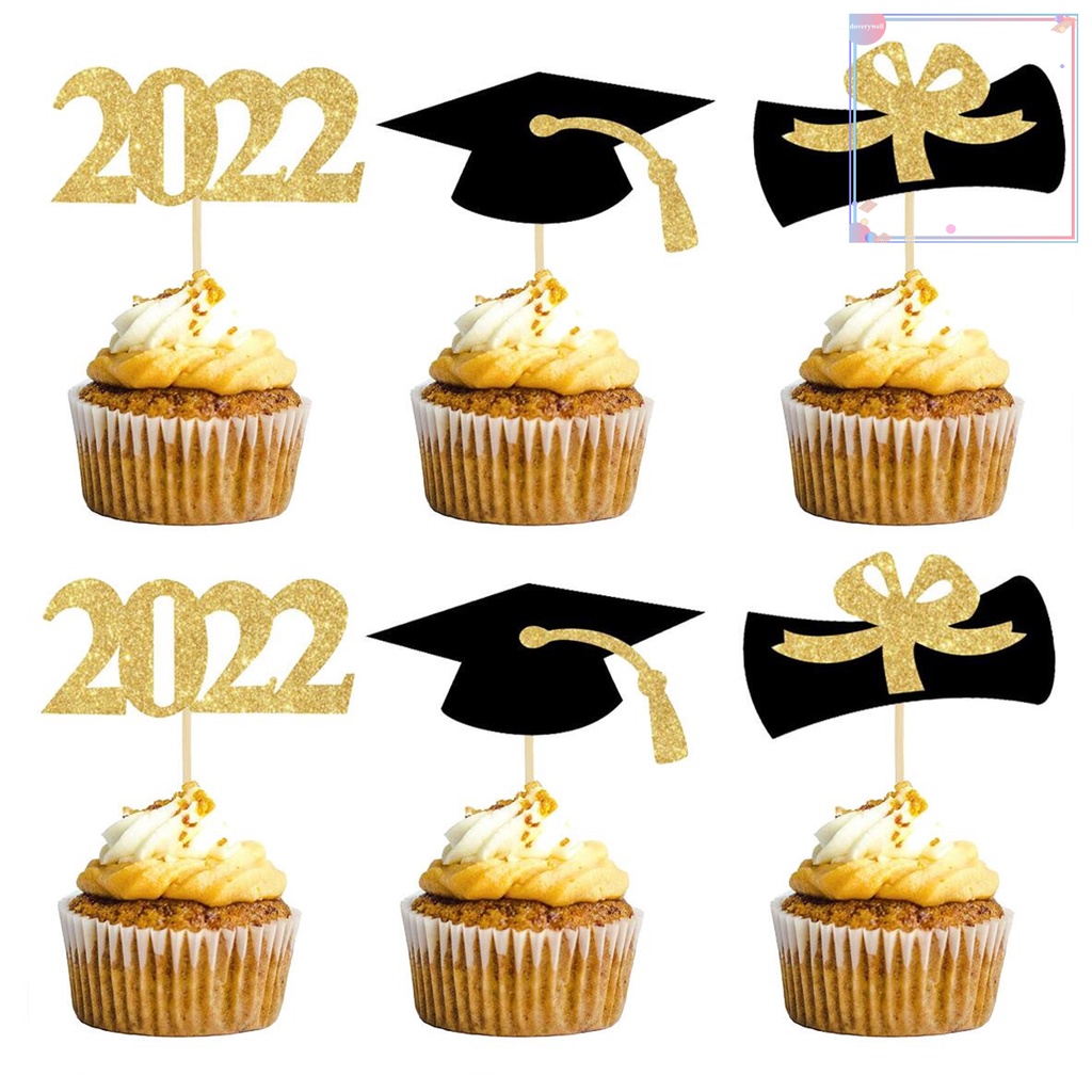 Bộ 12 Topper Trang Trí Bánh Kem Hình Mũ Tốt Nghiệp 2022