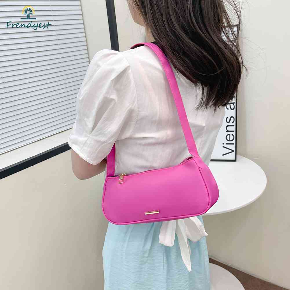 Túi Xách Đeo Vai / Kẹp Nách Chất Liệu Nylon Màu Trơn Thời Trang Xinh Xắn Cho