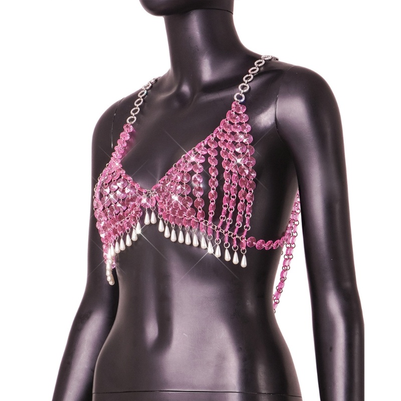 Xiangbao Áo Không Tay Dát Đá Quý Kết Nối Dây Treo y2k