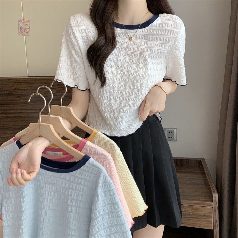 Áo Sơ Mi Chiffon Tay Ngắn Dáng Ôm Phong Cách Pháp Thời Trang Mùa Hè Xinh Xắn Cho Nữ