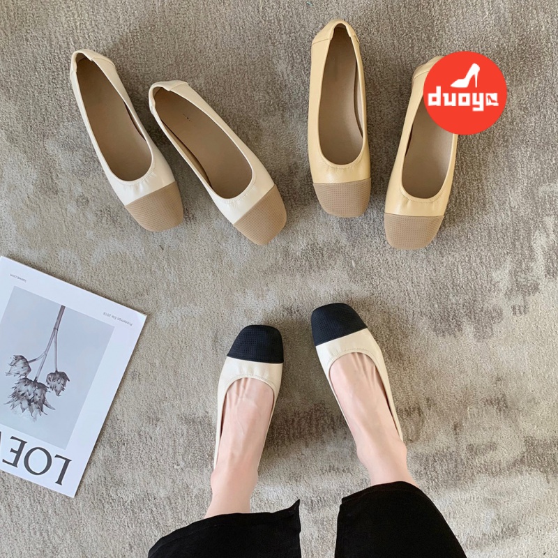 Tóc Thẳng ~ [Hàng Có Sẵn] Giày Búp Bê Mũi Vuông Đế Dày Mềm Mại Phù Hợp Với Mùa Hè Dễ Phối Đồ Cho Nữ