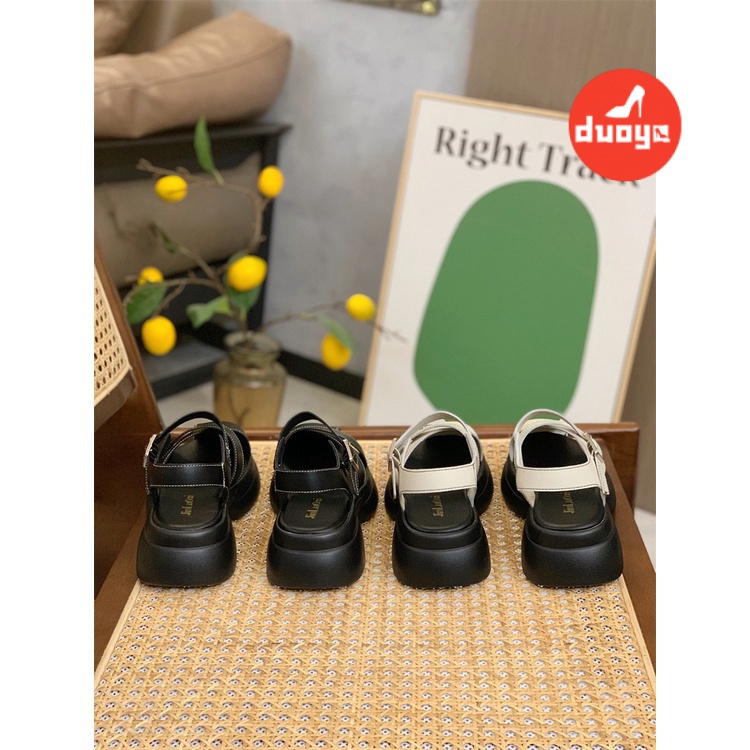 Duoya Tóc Thẳng ~ [Hàng Có Sẵn] Giày Sandal Đế Xuồng Dày Dặn Có Khóa Cài Phẳng Dễ Phối Đồ Cho Nữ Miễn Phí Vận Chuyển