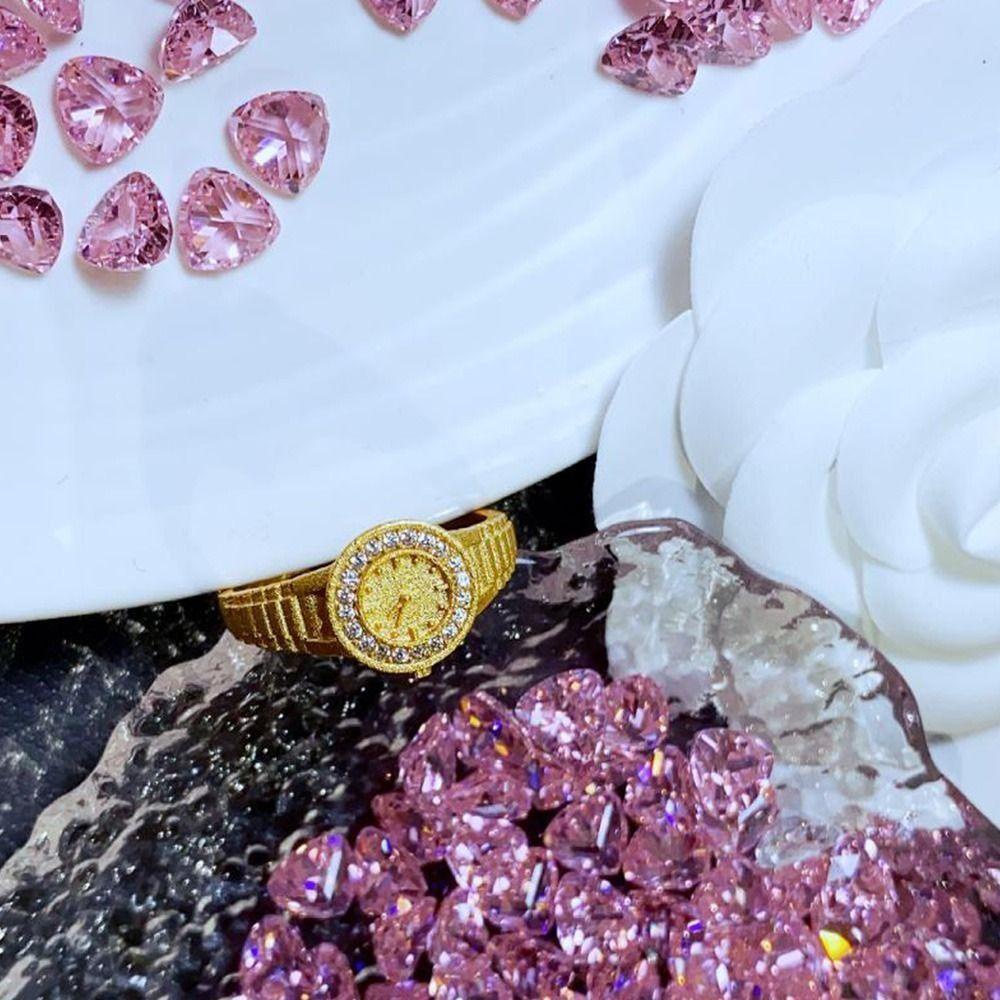 Nhẫn Đồng Hồ Mặt Vuông Dạng Mở Điều Chỉnh Được Phong Cách Hàn Quốc Cá Tính Thời Trang