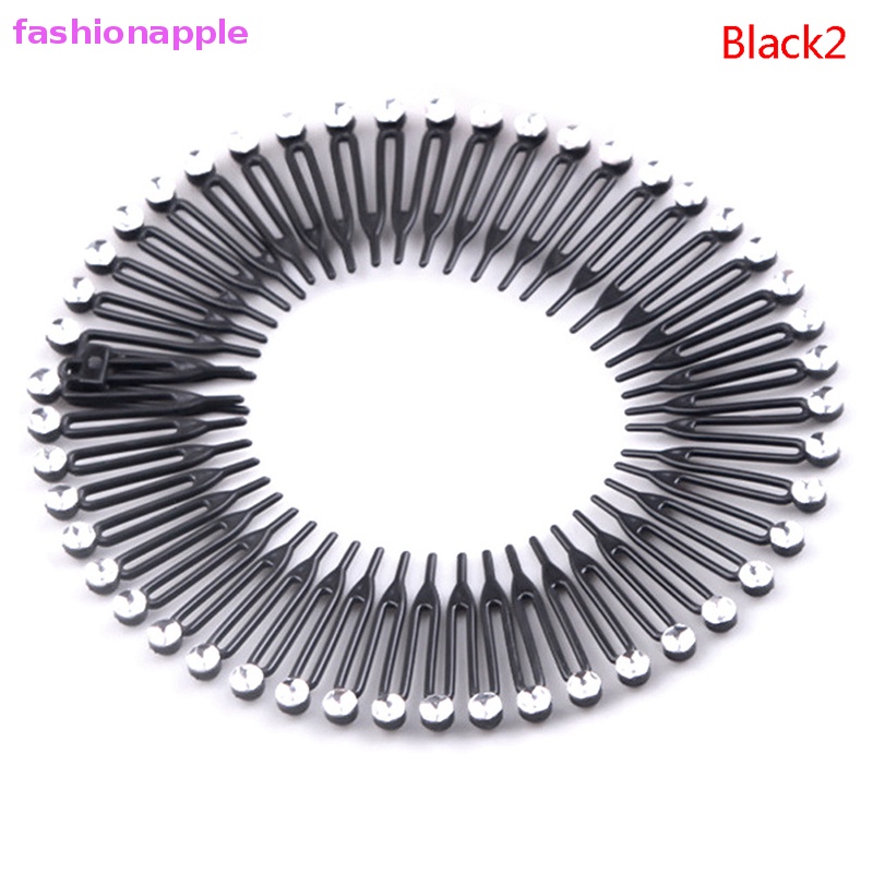 Băng Đô Cài Tóc Bằng Nhựa Đính Đá Có Răng Lược Linh Hoạt