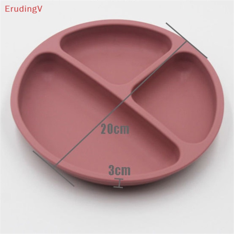 [ErudingV] Đĩa Ăn Bằng Silicon Màu Trơn Họa Tiết Hoạt Hình Dễ Thương Có Giác Hút Cho Bé [Mới]
