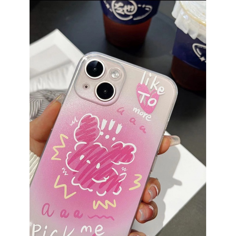 ✅Ốp Điện Thoại Màu Hồng Trong Suốt Hình Chú Chó Cho Iphone 12 promax 13Pro 1114 1ECL
