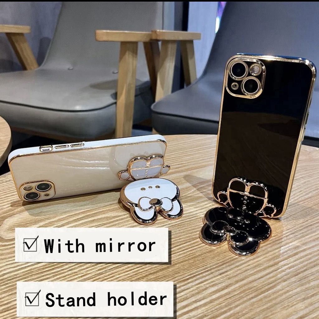 Ốp Điện Thoại Tráng Gương Hình Thỏ Dễ Thương Kèm Giá Đỡ Xoay 360 Độ Cho Samsung Note 20 Ultra 10 Plus 9 8 S10 Lite