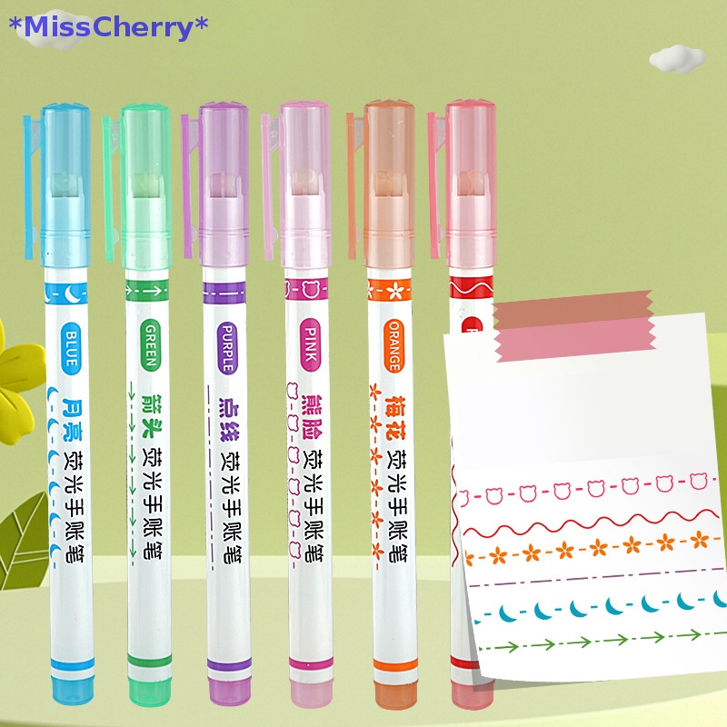 Bộ 6 Bút Đánh Dấu Dạng Lăn Nhiều Đường Viền Nhiều Hình Dạng Cho Vẽ Graffiti Nghệ Thuật Mới