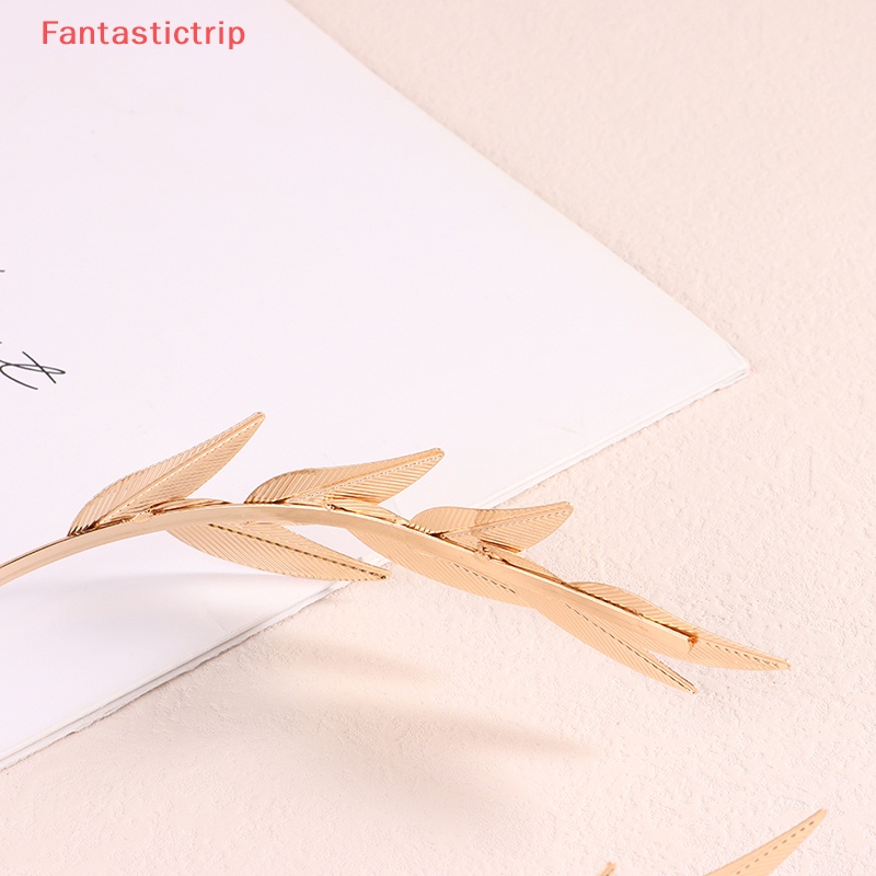 Băng Đô Kim Loại Hình Chiếc Lá Màu Vàng Thanh Lịch Cho Cô Dâu