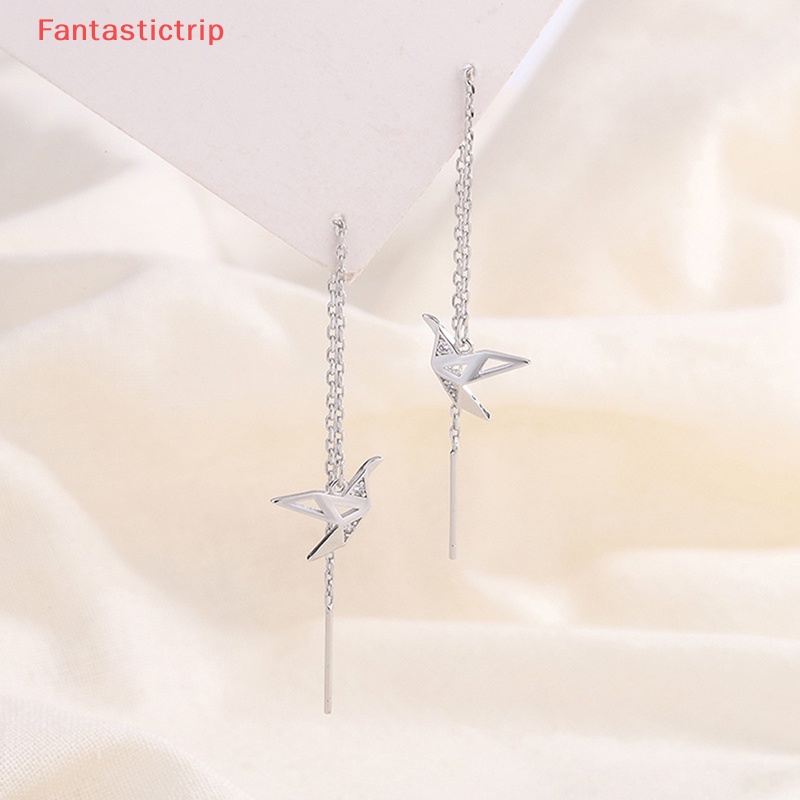 1 Cặp Bông Tai Tua Rua Hình Chim Hạc Giấy Origami Đơn Giản Thời Trang Dành Cho Nữ Mới