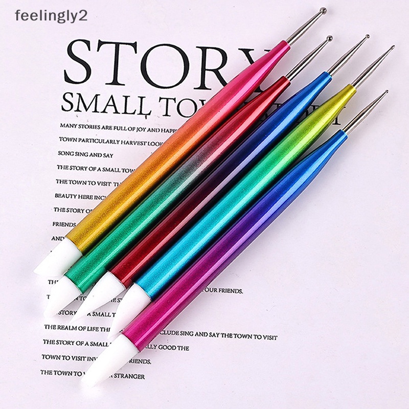 Set 5 Bút Hai Đầu Đính Đá Trang Trí Móng Tay Nghệ Thuật