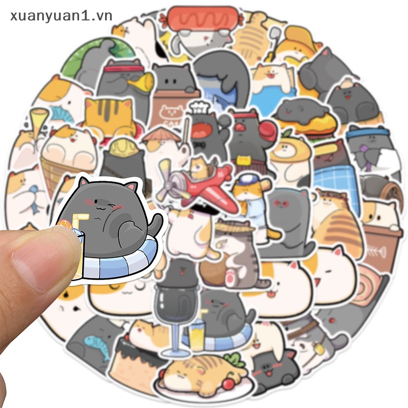 Set 50 Miếng Dán Hình Mèo Graffiti Trang Trí Sổ Tay