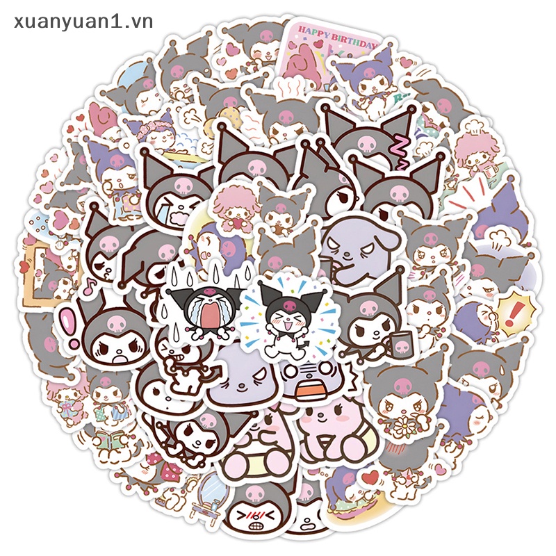 Nhãn Dán Anime Kuromi Chống Nước Trang Trí Xe Hơi / Laptop / Ván Trượt / Điện Thoại