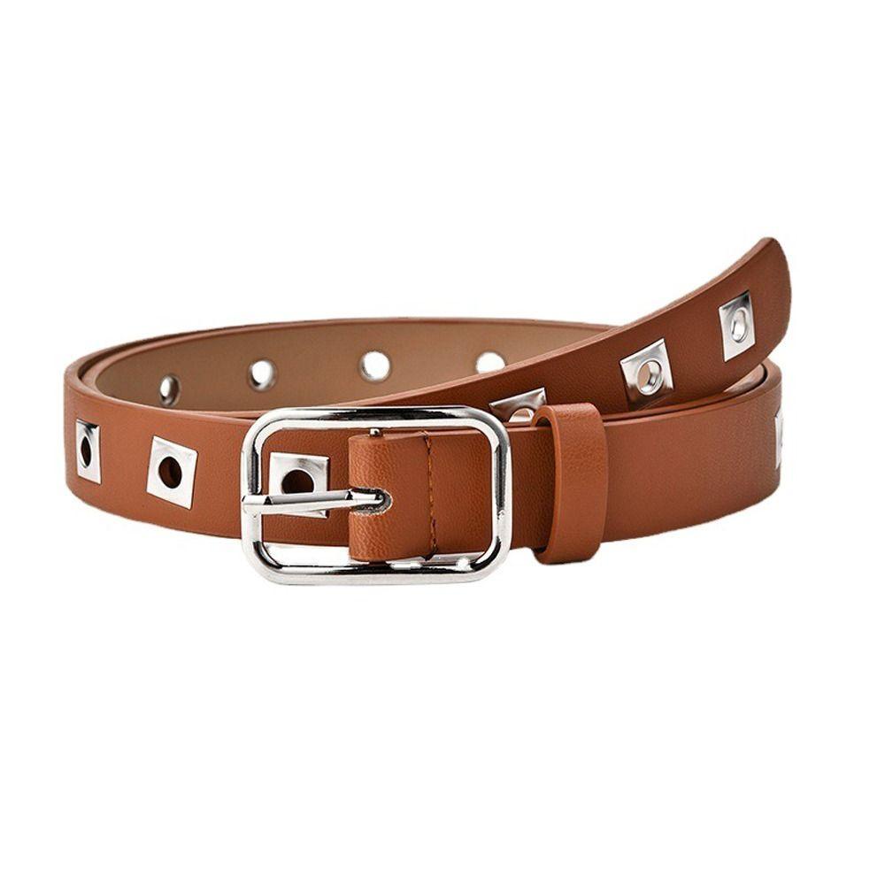 Thắt Lưng Da PU Đính Đinh Tán Dễ Điều Chỉnh Thời Trang Cho Nam Và Nữ