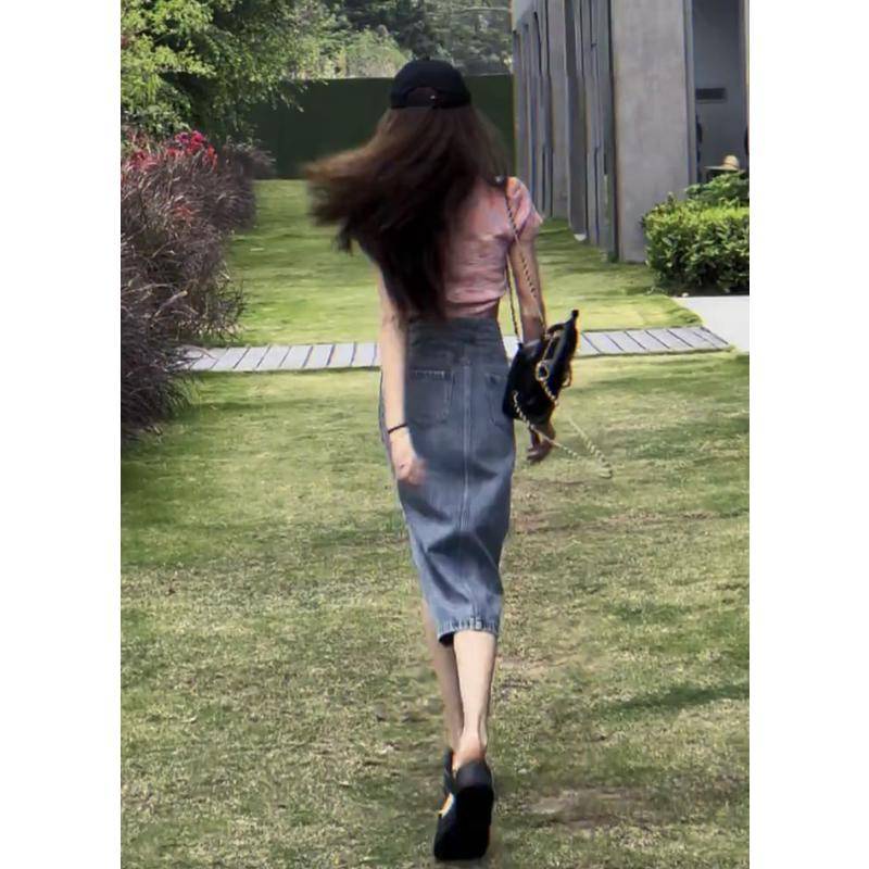 Chân váy jean Chữ A Lưng Cao Lệch Tà Thời Trang Mùa Hè Cho Nữ Cỡ 40-80kg