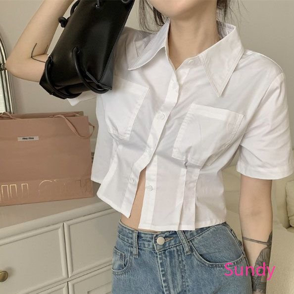 Plus Áo Croptop Thiết Kế Đơn Giản Thời Trang Mùa Hè Hàn Quốc Cho Nữ