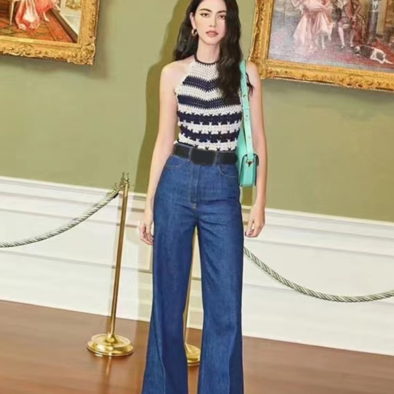 Áo Croptop Dệt Kim Không Tay Cổ Tròn Thời Trang Dành Cho Nữ