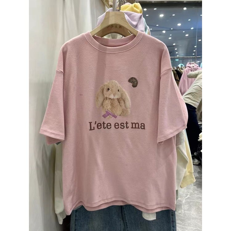 Áo thun DIDIKA cotton dáng rộng tay ngắn họa tiết dễ thương thời trang mùa hè cho nữ 100kg