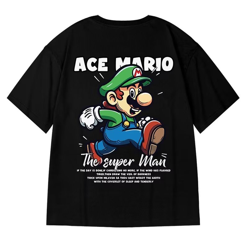 Áo Thun Tay Ngắn In Hình Mario Phong Cách Harajuku Thời Trang Mùa Hè Cho Nam Và Nữ