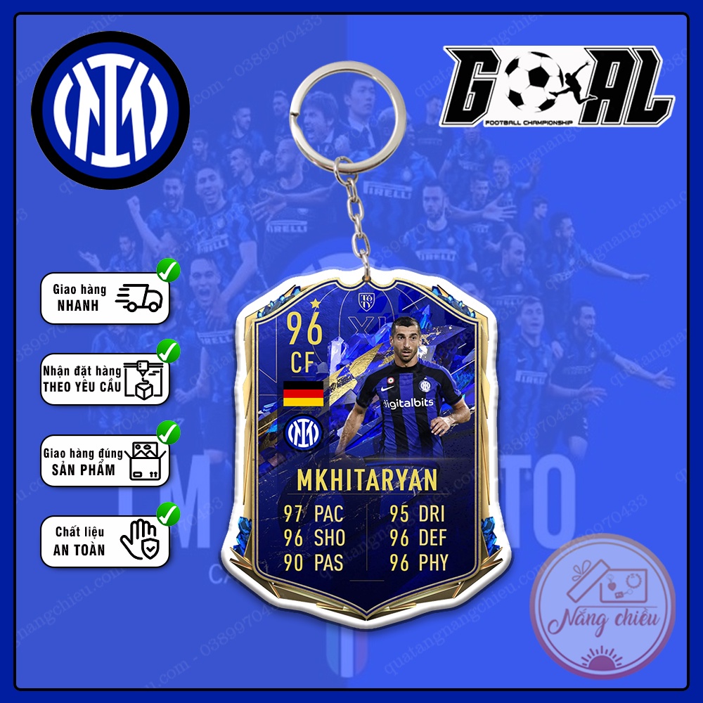 Móc khóa thẻ CLB bóng đá Inter Milan