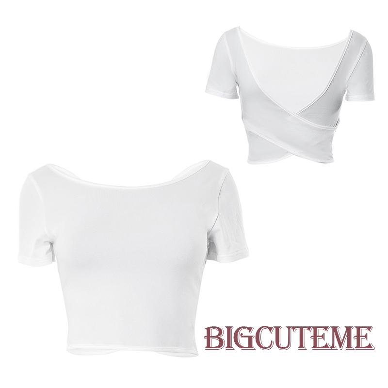 Áo Thun Crop Top Trắng Tay Ngắn Dây Chéo Lưng Thời Trang Mùa Hè Cho Nữ