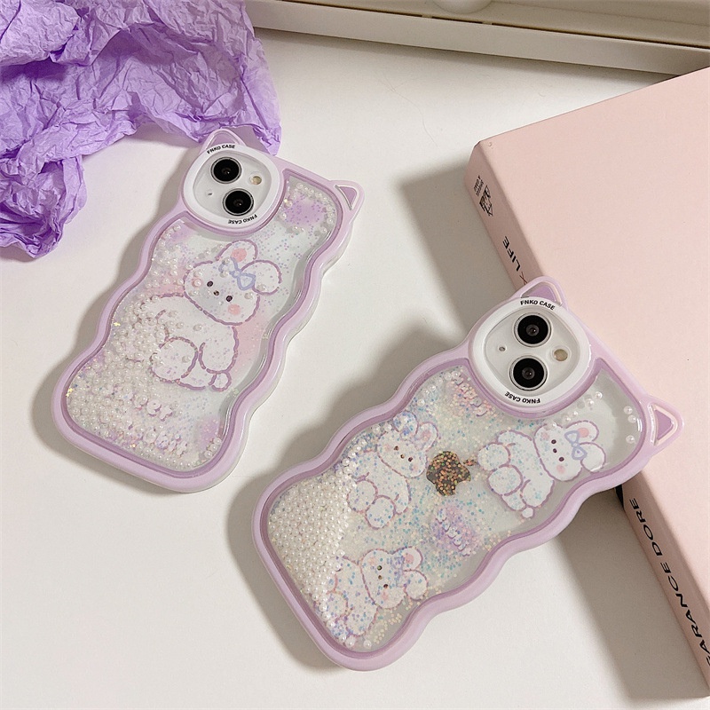 Ốp Điện Thoại Cát Chảy Hình Thỏ Nơ Cho IPhone 12 11ProMax XR Apple 13 Xs 11