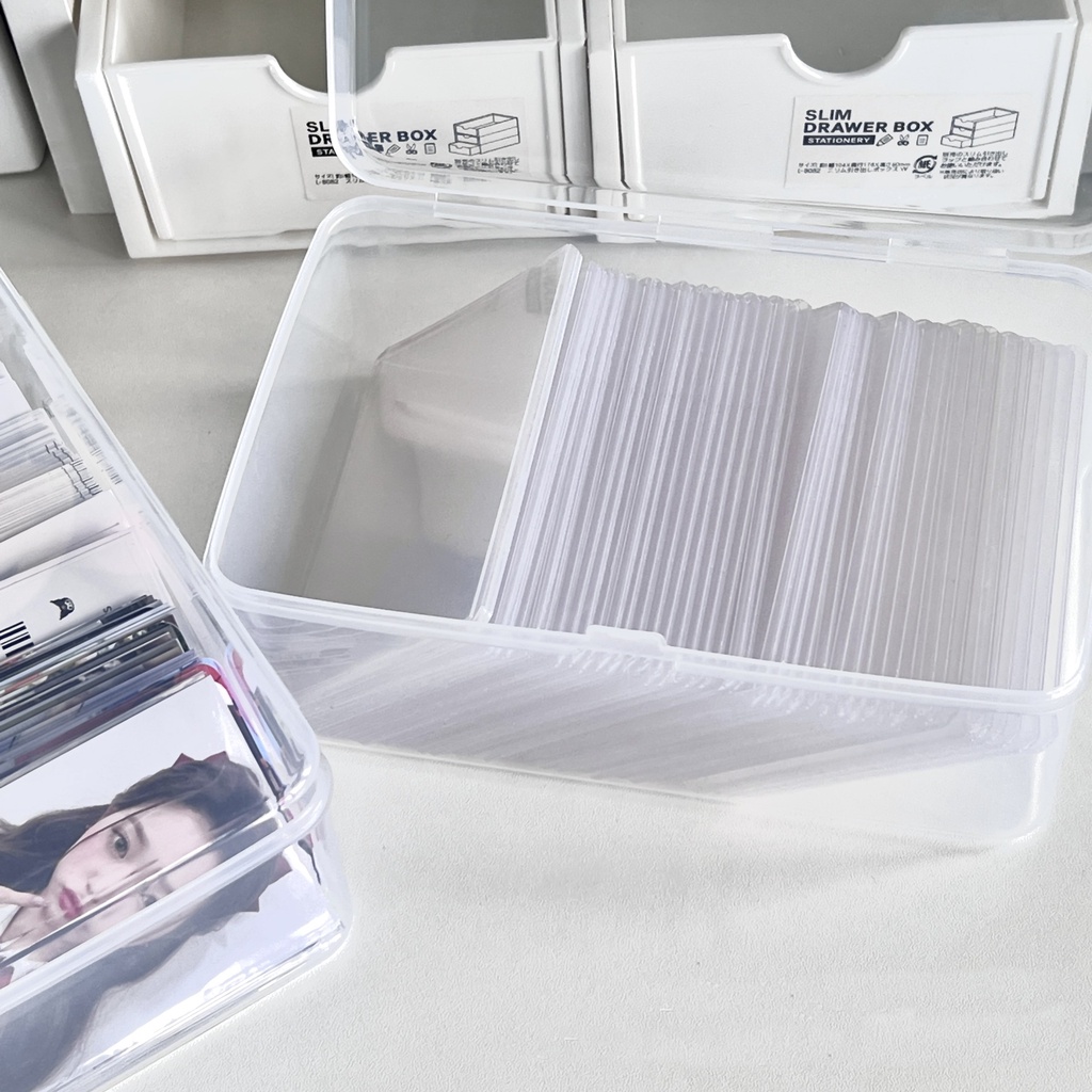 Hộp Đựng Ảnh Đa Năng Trong Suốt Để Bàn Tiện Dụng idol Photo Card Storage Box