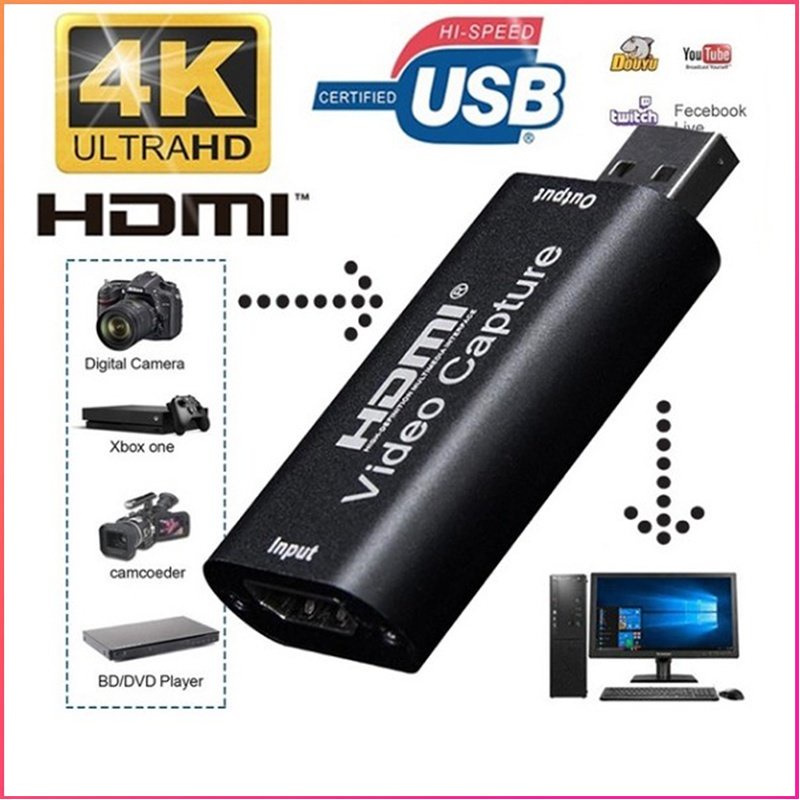 Đầu thu tín hiệu video HD 1080P HDMI sang USB 3.0 kèm phụ kiện tiện dụng（Giao 1 mét HDMI Dòng）