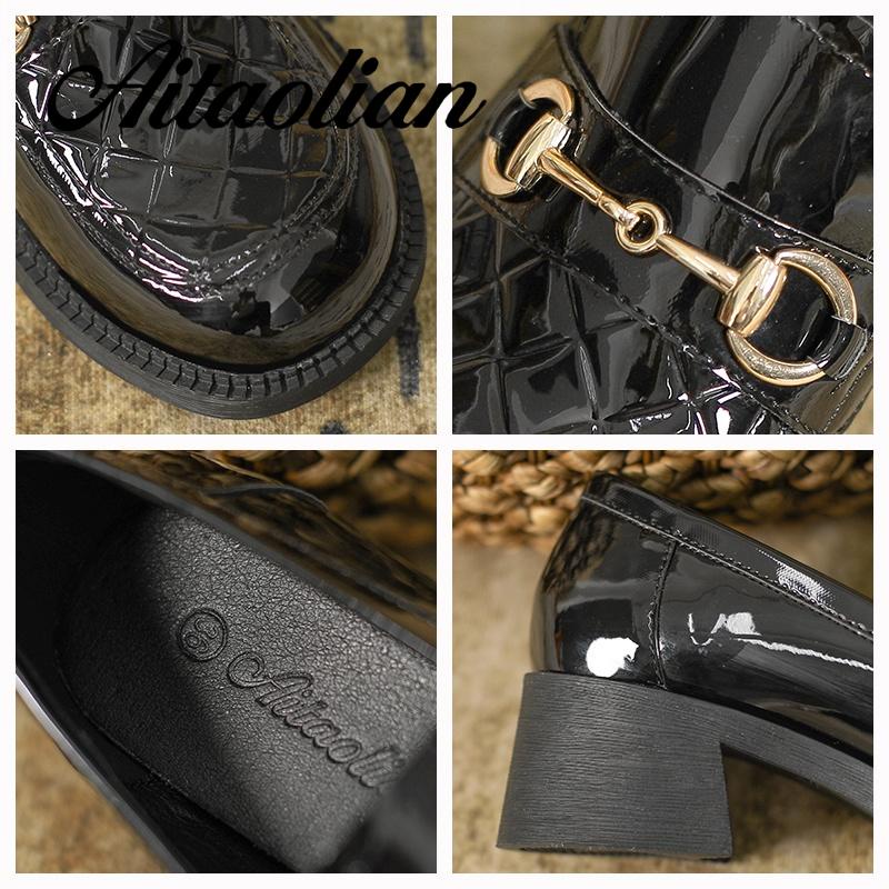 Giày Lười Da Bóng 5cm Phong Cách Anh Quốc Thời Trang Cho Nữ