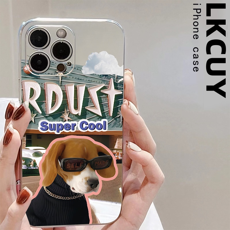 Ốp Điện Thoại TPU Silicone Mềm Mạ Điện Chống Sốc In Hình Chó Mèo Cho IPhone 14 13 11 12 Pro Max XS XR X 8 + 7 6S Plus