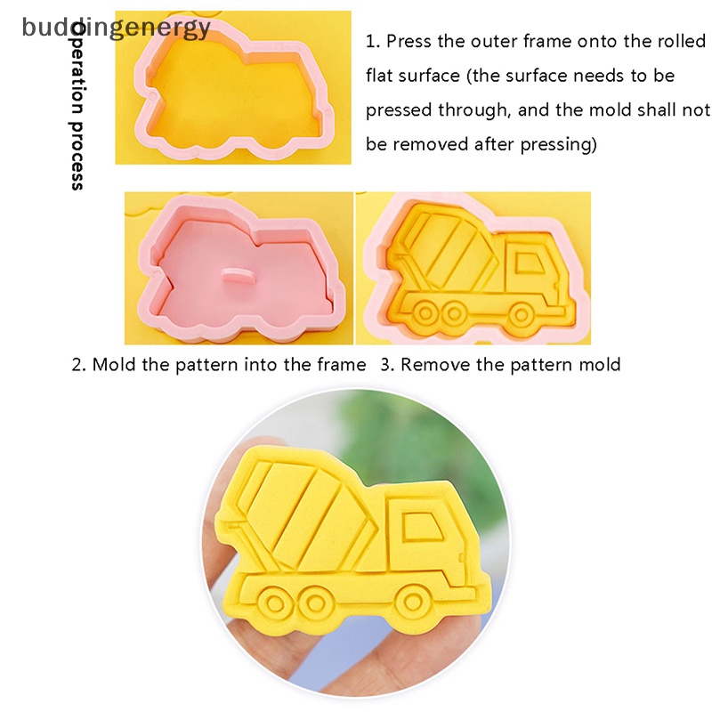 {BUDDI} Set 8 Khuôn Cắt Bánh Quy Bằng Nhựa Hình Xe Tải Hoạt Hình 3D {BUDDI {BUDDI}
