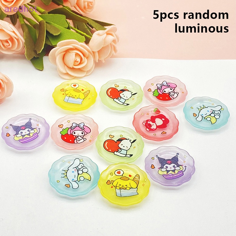 Set 5 Đĩa Nhựa Dạ Quang Dùng Để Trang Trí Ốp Điện Thoại DIY Mới