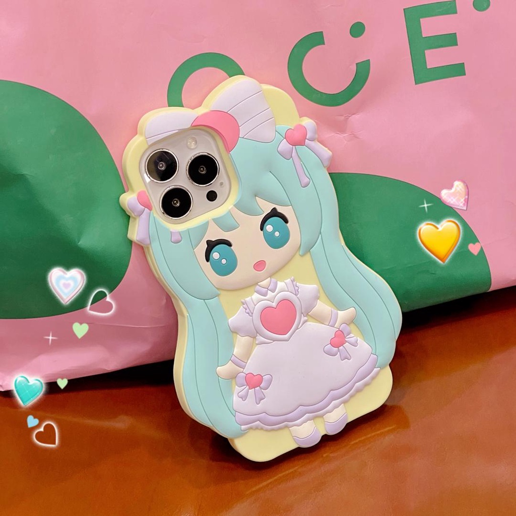 Ốp Điện Thoại Silicon TPU Mềm Hình Cô Gái Hoạt Hình 3D Dễ Thương Chống Sốc Chống Rơi Cho iPhone 14 13 12 11 Pro Max