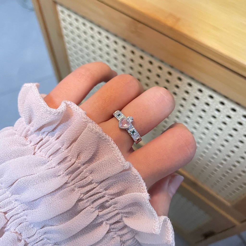 Nhẫn Hở Mạ Bạc Đính Đá Zircon Thời Trang