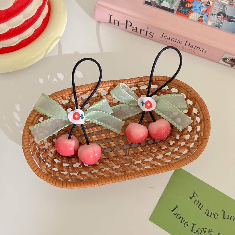 Dây Cột Tóc Cao Su Co Giãn Hình Quả Cherry Dễ Thương Thời Trang Mùa Hè