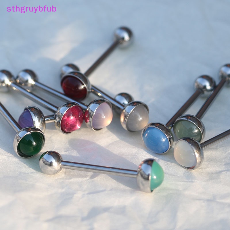 Khuyên Lưỡi Bằng Thép Titan Đính Đá Opal Thời Trang Cho Nữ