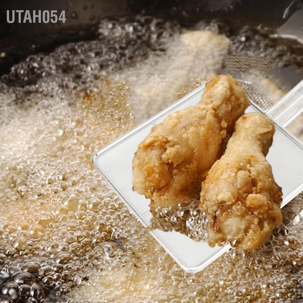 Utah054 Dụng Cụ Lọc Vuông Bằng Thép Không Gỉ Skimmer Gầu Múc Nấu Chiên Vật Nhà Bếp Lưới Pasta Thìa