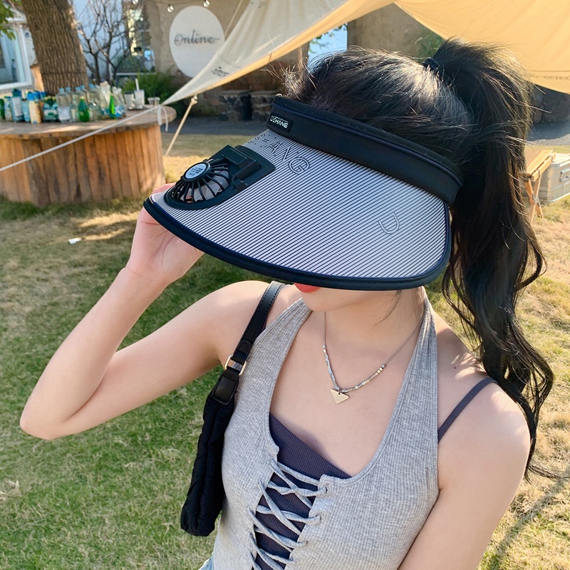 Mũ Lưỡi Trai Chống Nắng Mùa Hè Hở Chóp Có Quạt Nhỏ Che Mặt Mới Cho Trẻ Em