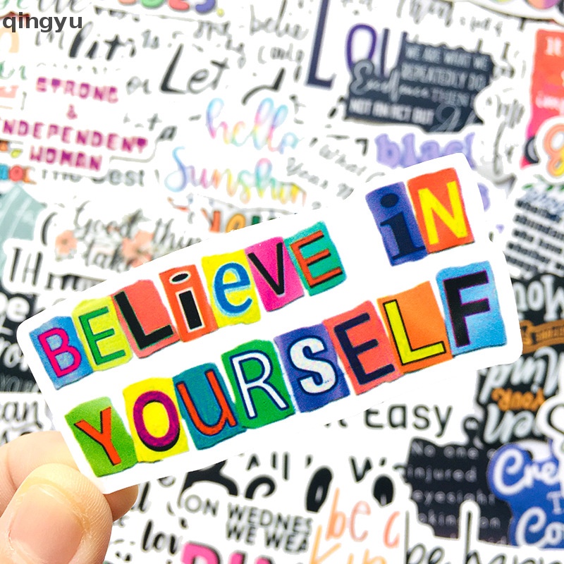 Set 100 Miếng Dán Chữ Tiếng Anh Trang Trí Ván Trượt / Guitar / Laptop