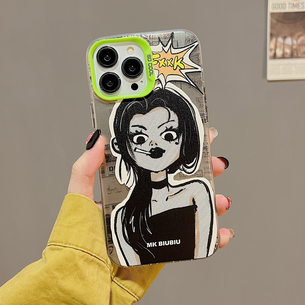 Ốp Điện Thoại TPU Dẻo Trong Suốt Họa Tiết Hoạt Hình Cô Gái Độc Đáo Cho iPhone 11 13 12 14 Pro Max
