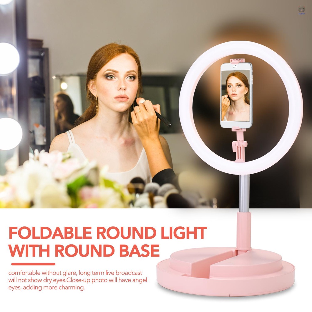 Đèn LED Tròn Cổng USB 290mm Có Thể Gập Lại Kèm Đế Kẹp Điện Thoại Tiện Dụng