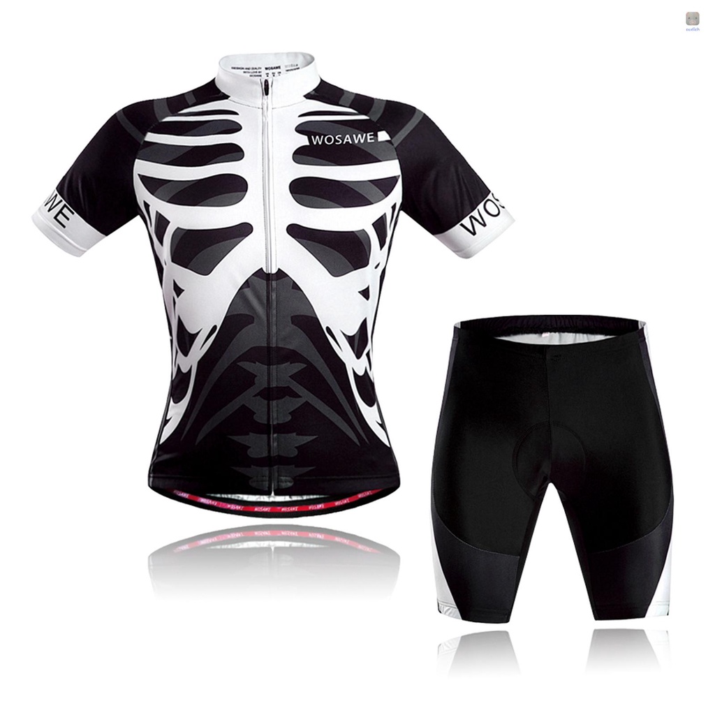 Bộ Quần Áo Đua Xe Đạp Có Đệm Lót Ngắn Tay Thoáng Khí Mau Khô Cho Nam Nữ