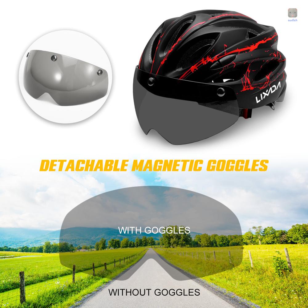Nón Bảo Hiểm Có Kính Bảo Hộ Và Đèn LED 18 Lỗ Thông Hơi Tháo Rời Được Lixada Cho Hoạt Động Thể Thao Ngoài Trời