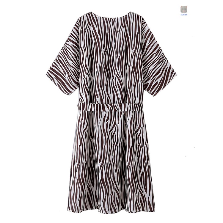 Áo Khoác Kimono Chiffon Tay Lửng Dáng Rộng In Họa Tiết Hình Học Màu Nâu Mới Cho Nữ