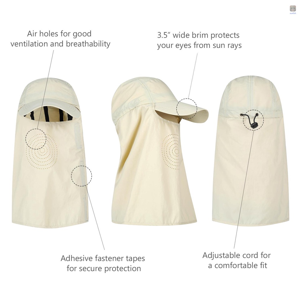 Mũ Chống Nắng Thoáng Khí Nhanh Khô Kèm Tấm Che Mặt Và Cổ Tiện Dụng