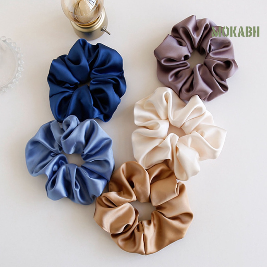 Dây Cột Tóc Co Giãn Bằng Satin Màu Sắc Đơn Giản Thời Trang