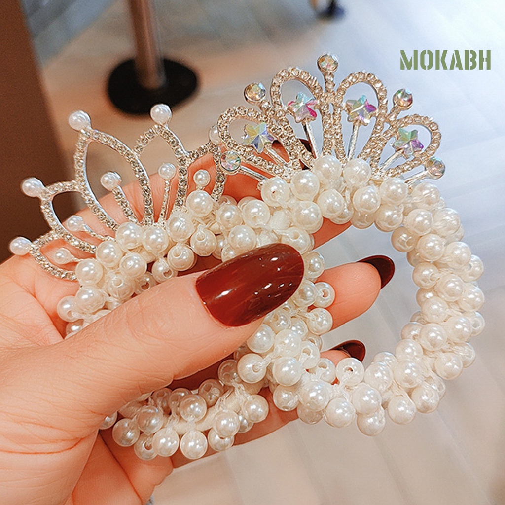 Dây Buộc Tóc Hình Vương Miện Đính Đá Màu Sắc Xinh Xắn Cho Nữ