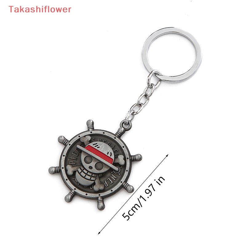 Móc Khóa Kim Loại Hình Đầu Lâu / Bánh Lái / Nón Xoay Được Mẫu One Piece